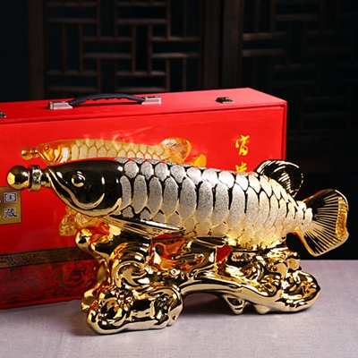 5斤镀金工艺陶瓷酒坛（金龙鱼）