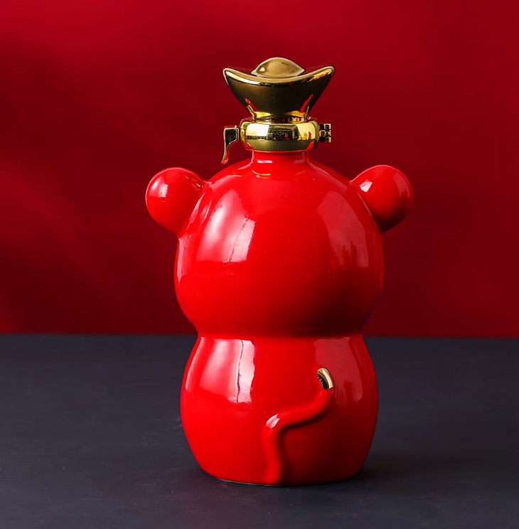 一斤装生肖虎陶瓷小酒坛（如虎添翼）