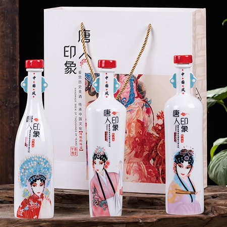 唐人印象1斤文化陶瓷酒瓶礼盒装