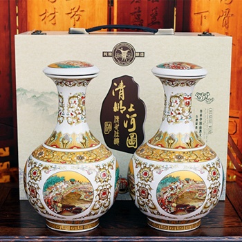 3斤装清明上河图陶瓷酒坛批发