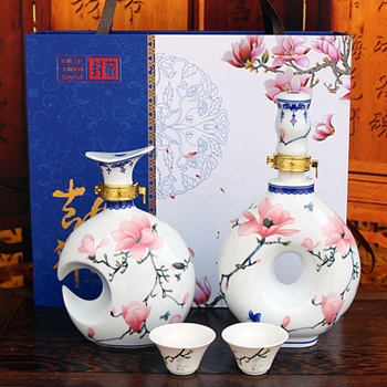 日月瓶吉祥如意1斤陶瓷酒坛套装