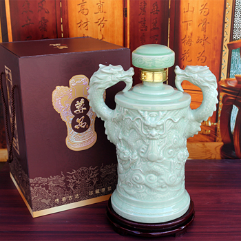 景德镇1斤10斤青釉雕龙陶瓷酒坛