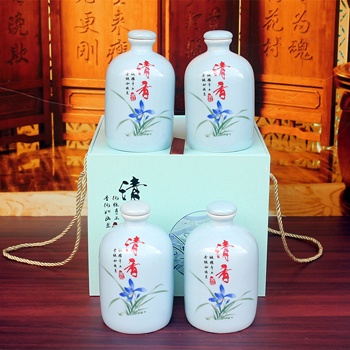 景德镇1斤兰花清香陶瓷酒坛套装