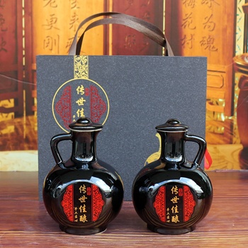 1斤装传世佳酿乌金釉陶瓷酒坛