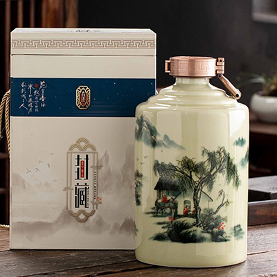 景德镇1斤5斤10斤直筒山水陶瓷酒坛