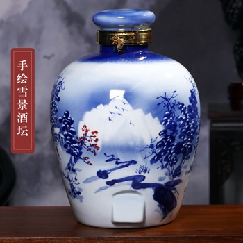10斤至50斤手绘雪景陶瓷泡酒坛