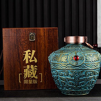 景德镇6斤复古青铜色陶瓷酒坛