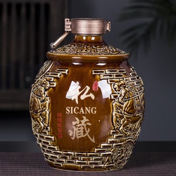 5斤古马车雕刻陶瓷酒坛（5色可选）