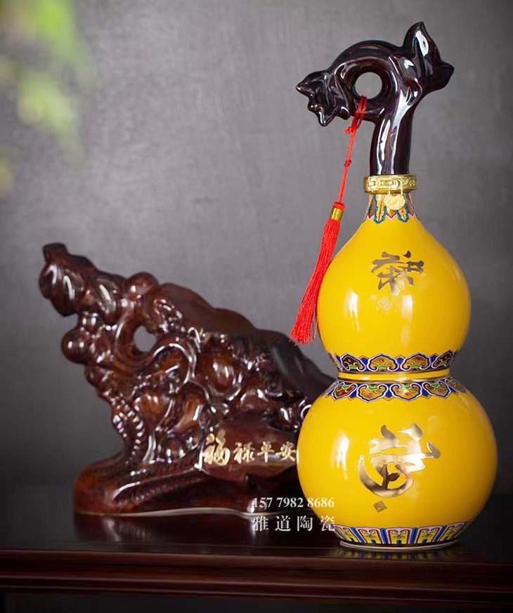 景德镇5斤工艺陶瓷酒坛（福禄双全）