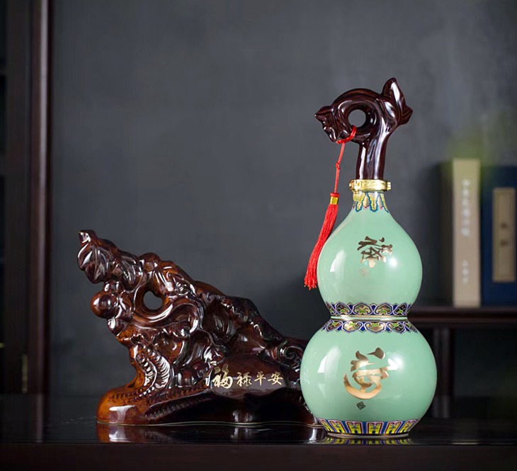 景德镇5斤工艺陶瓷酒坛（福禄双全）
