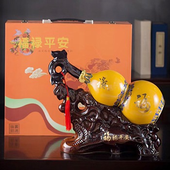 景德镇5斤工艺陶瓷酒坛（福禄双全）