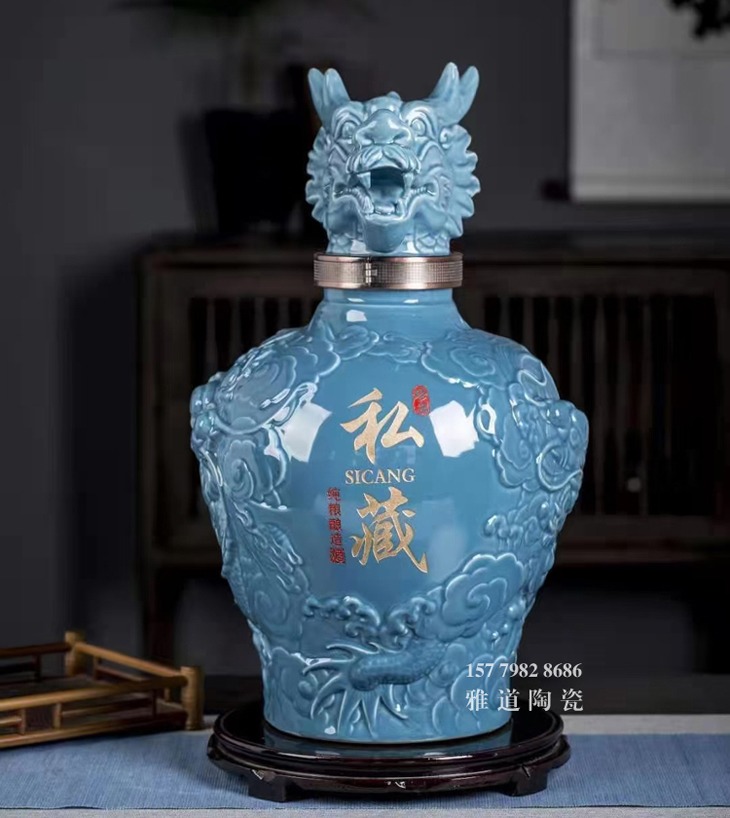 景德镇20斤龙头盖工艺陶瓷酒坛