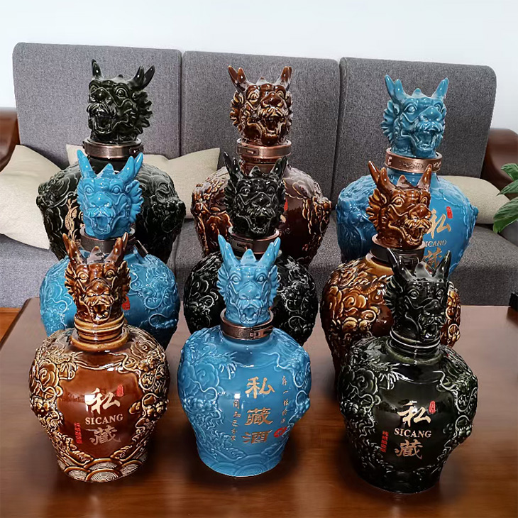 景德镇20斤龙头盖工艺陶瓷酒坛