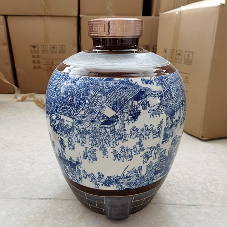 5至150斤青花酒坛（清明上河图）