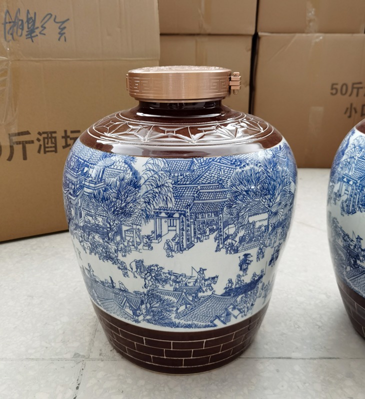 5至150斤青花酒坛（清明上河图）