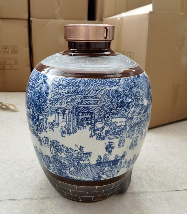 5至150斤青花酒坛（清明上河图）