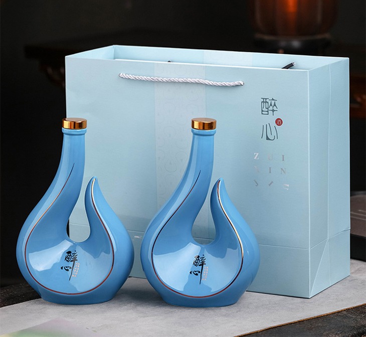 景德镇1斤工艺陶瓷酒坛（三色可选）