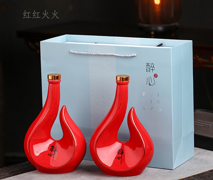 景德镇1斤工艺陶瓷酒坛（三色可选）