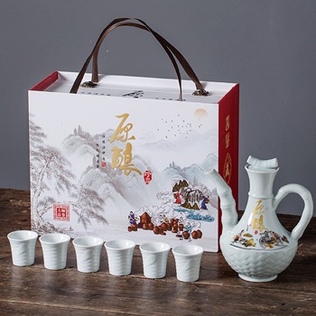 景德镇一斤装竹编纹原酿陶瓷酒坛