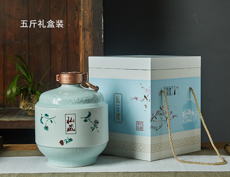 景德镇1斤3斤5斤青釉私藏陶瓷酒坛