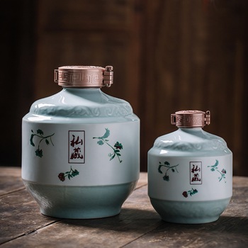 景德镇1斤3斤5斤青釉私藏陶瓷酒坛