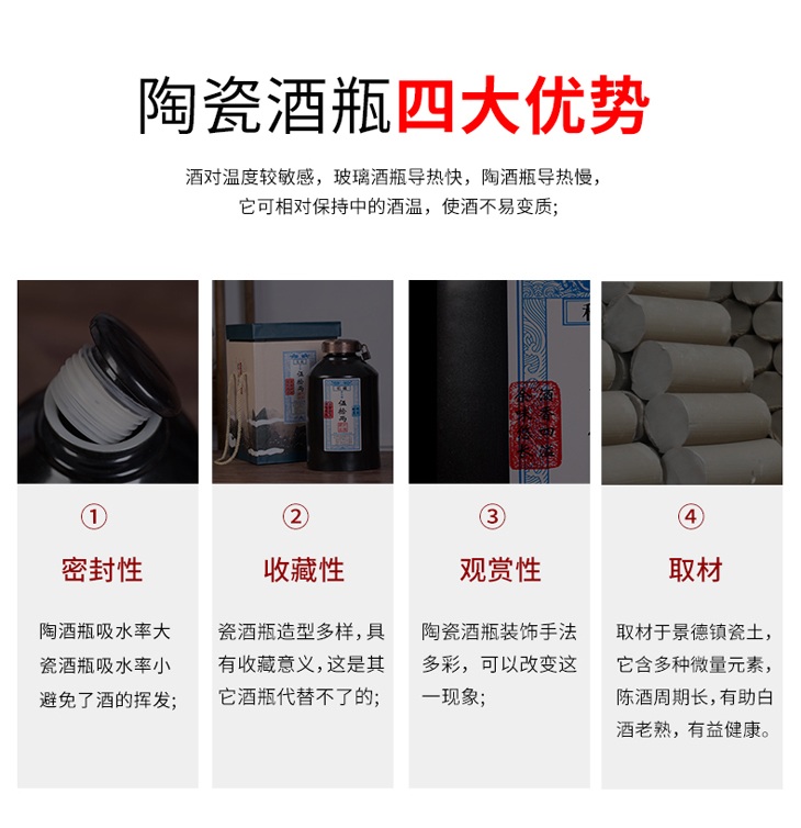 景德镇1至10斤银票个性陶瓷酒坛