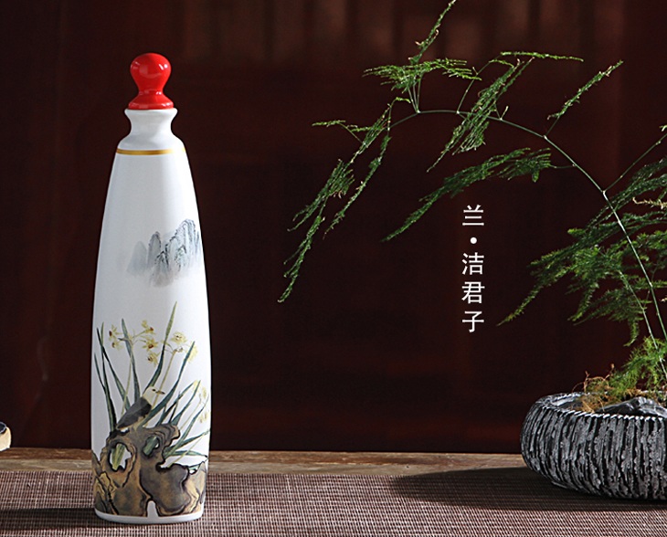 一斤装梅兰竹菊文化小酒坛子