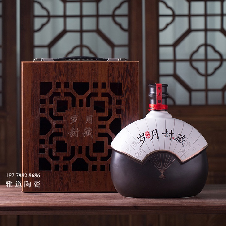 景德镇1斤3斤5斤个性陶瓷酒坛木盒装