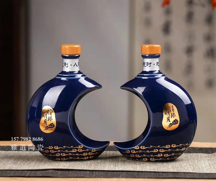 一斤装清风明月个性陶瓷小酒坛礼盒