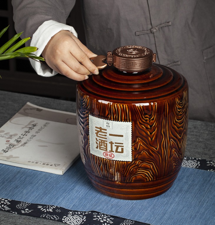 10斤20斤30斤木纹密封陶瓷酒坛