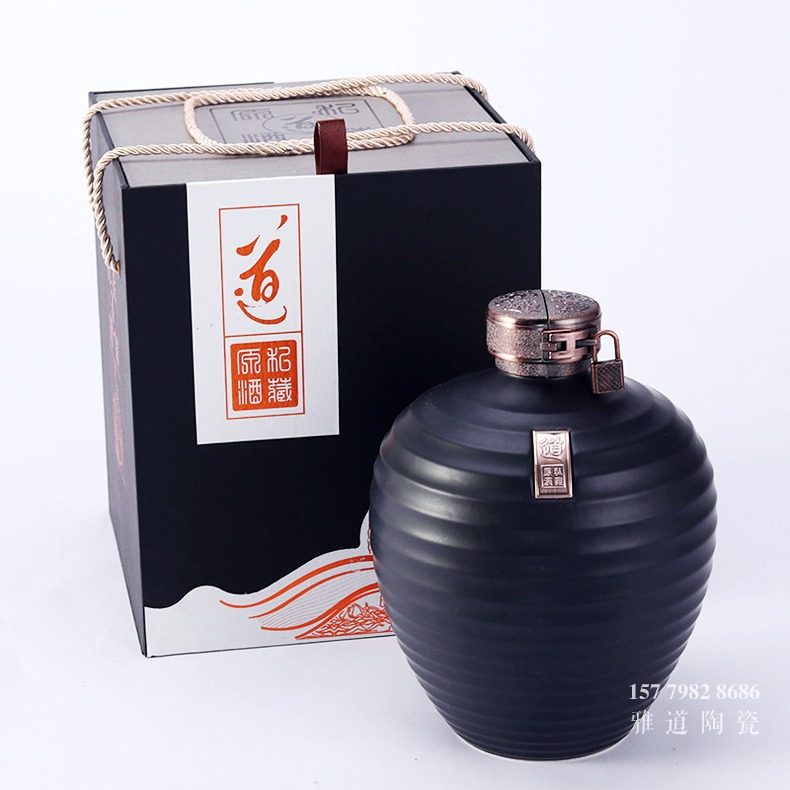 1斤3斤5斤10斤陶瓷酒坛套装黑白道