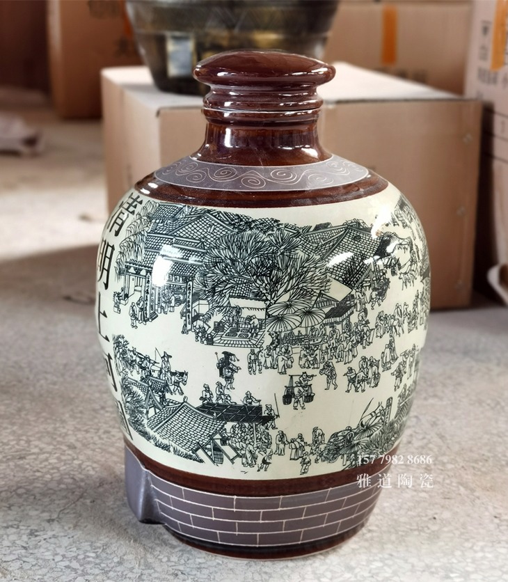 10斤至100斤清明上河图陶瓷酒坛
