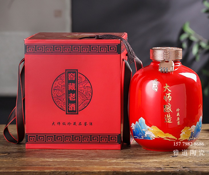 5斤陶瓷酒坛大师酿造（红黄两色）