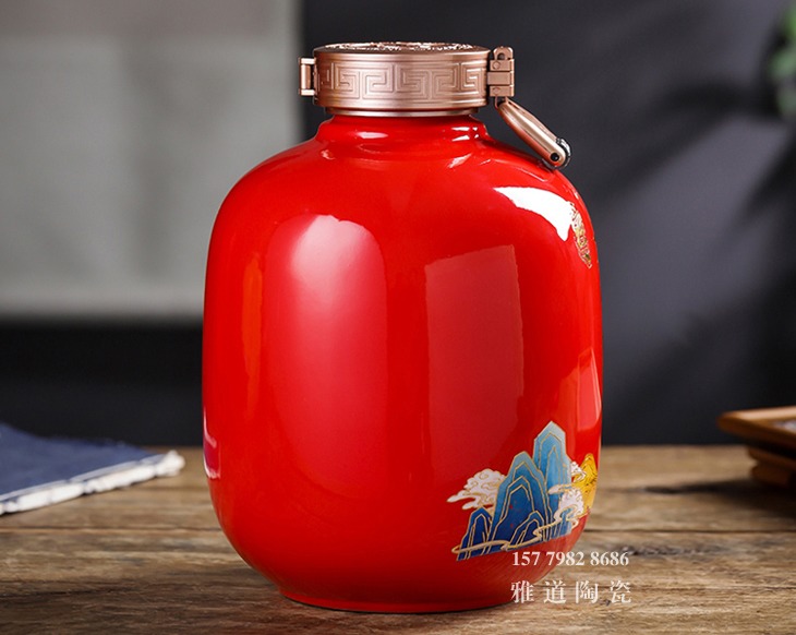 5斤陶瓷酒坛大师酿造（红黄两色）
