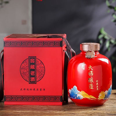 3斤5斤10斤陶瓷酒瓶批发（红黄蓝黑四色可选）
