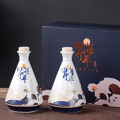 一斤装陶瓷酒坛礼盒（四海升平）