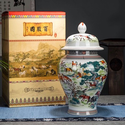 10斤装百骏图将军罐陶瓷酒坛