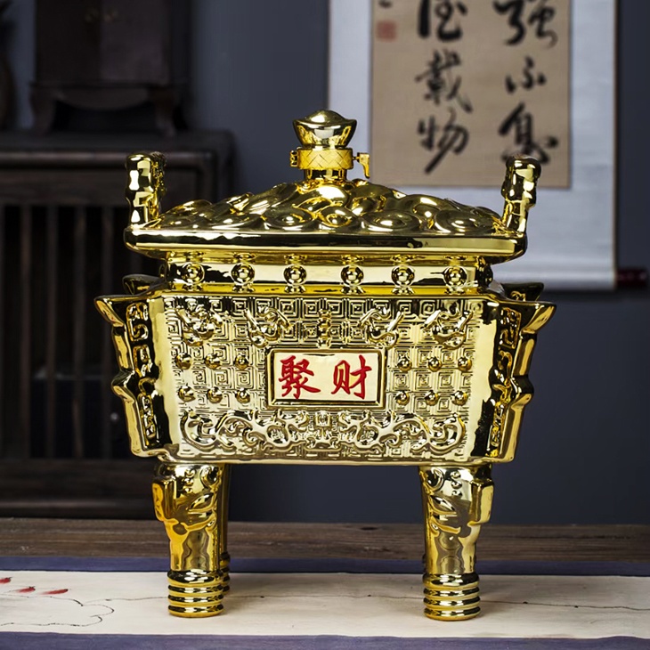 8斤装镀金工艺酒坛（聚财宝鼎）