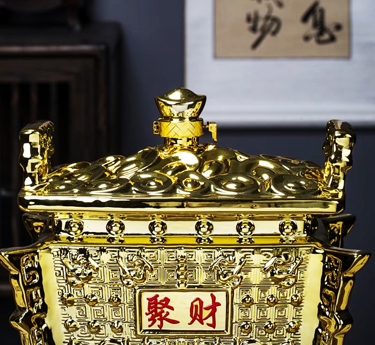 8斤装镀金工艺酒坛（聚财宝鼎）