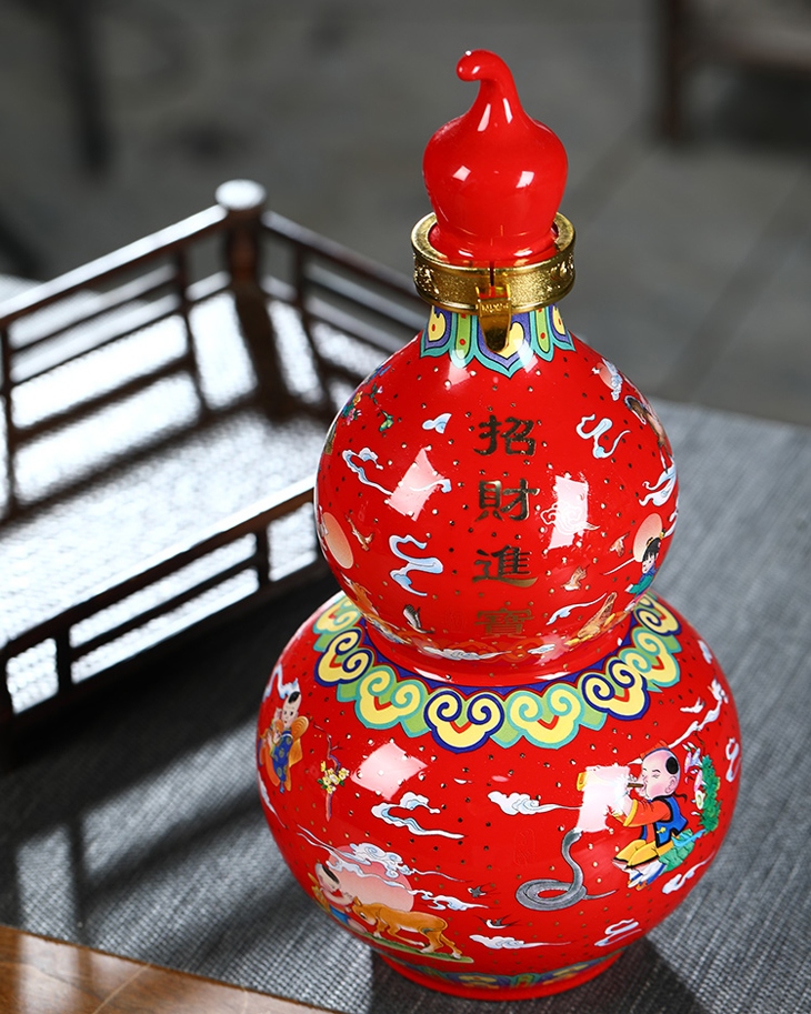 3斤装葫芦陶瓷酒坛（十二生肖）(图3)