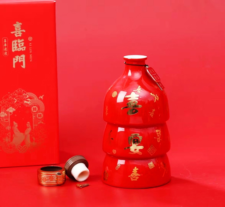 1斤装喜宴婚庆陶瓷酒瓶（6瓶装）(图5)
