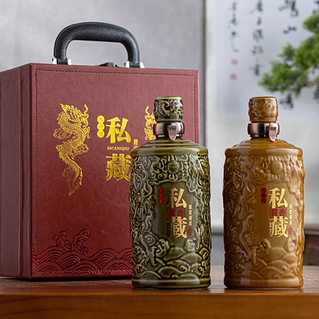 一斤装雕刻龙纹私藏陶瓷酒坛礼盒