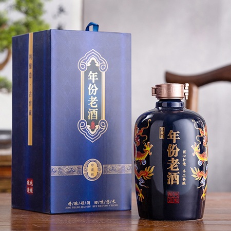6瓶装蓝色双龙1斤陶瓷酒坛套装