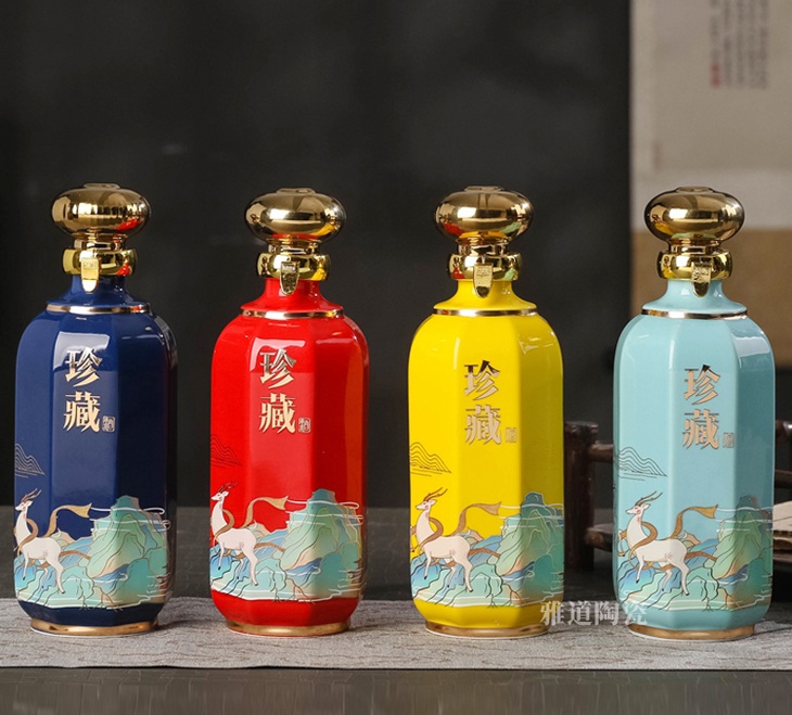 一斤装精致陶瓷酒坛礼盒（前程似锦）(图1)