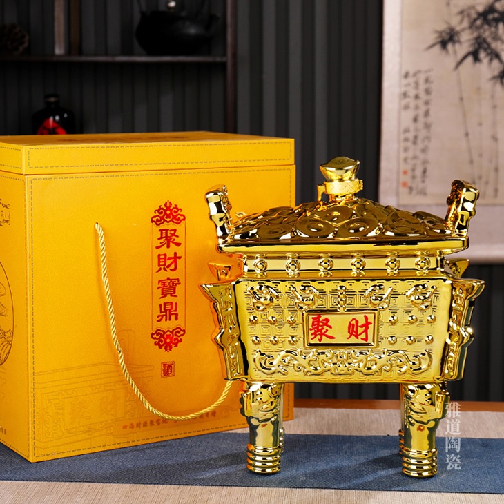 8斤装镀金工艺酒坛（聚财宝鼎）(图3)
