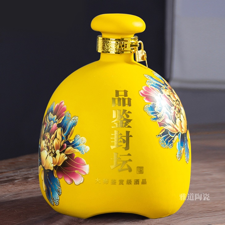 景德镇创意磨砂5斤10斤陶瓷酒坛（四色）(图2)