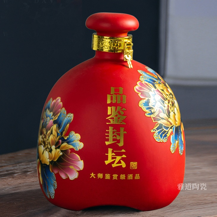 景德镇创意磨砂5斤10斤陶瓷酒坛（四色）(图3)