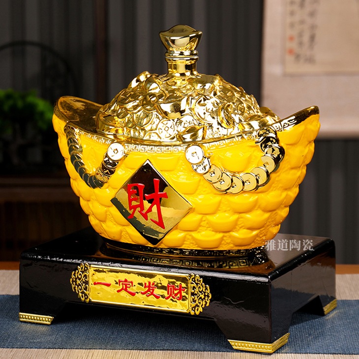 5斤镀金元宝酒坛（一定发财）(图2)