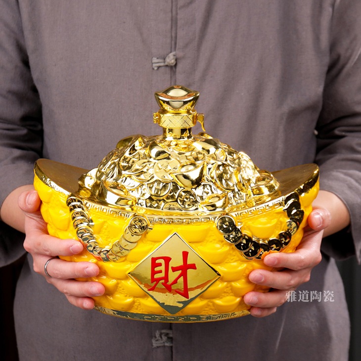 5斤镀金元宝酒坛（一定发财）(图3)