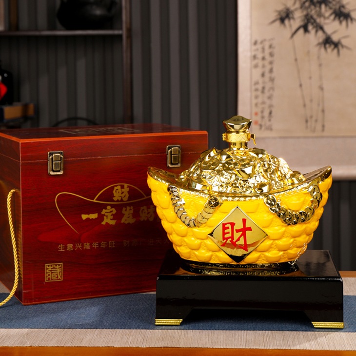 5斤镀金元宝酒坛（一定发财）(图5)